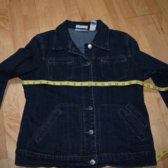 VILLAGER By Liz CLaiborne Women's Sz 10 STRETCH Denim Jean Jacket Nice! - Picture 2 of 6